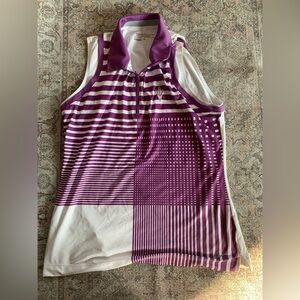Nike Golf Tank Top Shirt Blouse Women Size Large Purple White Casual Athletic